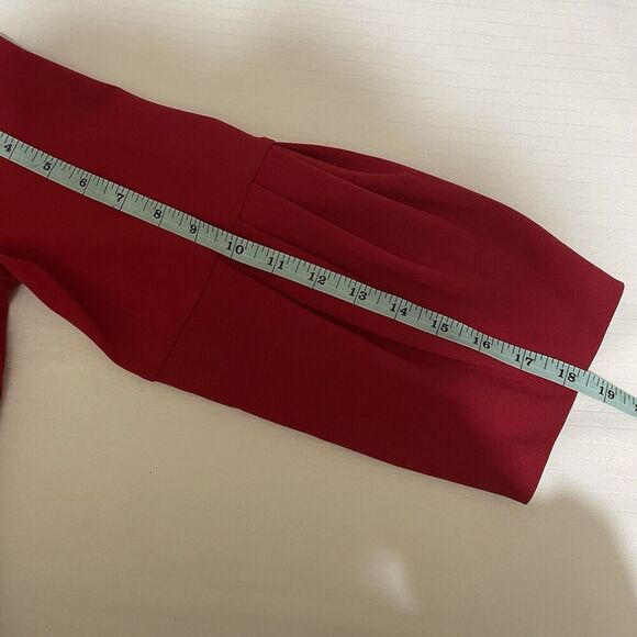 MAGGY LONDON Shift Red Dress Puff Sleeves Keyhole Neck Dress Womens 14 Pullover - Picture 5 of 7